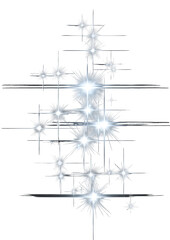 Abstract design of radiating light, with many small stars