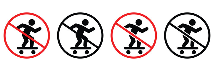 No Skateboarding Sign &ndash; Prohibited Skateboarding Icon for Public Areas and Danger Zones