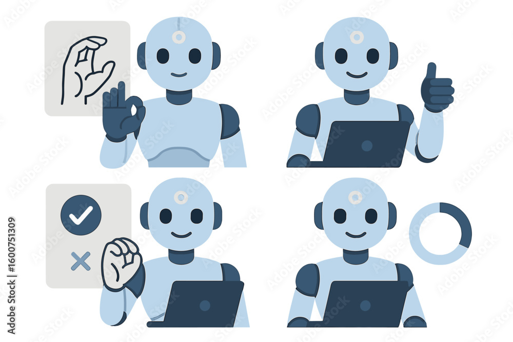 Poster robots demonstrate gestures for communication and interaction with users in a digital workspace sett