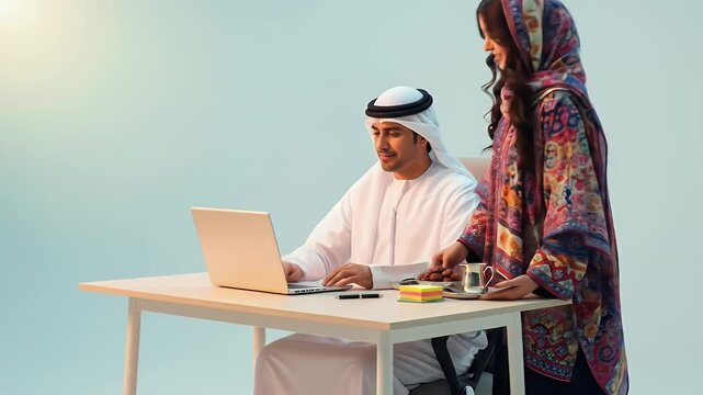 UAE Business Couple: Modern Emirati Workplace