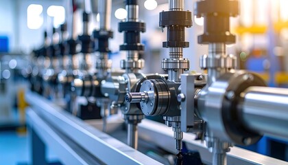 Naklejka premium Industrial machinery components close-up