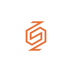 S letter logo with hexagonal arrow in flat design style
