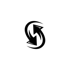 S letter logo with rotation arrow in flat design style