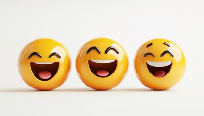 Obraz premium Preppy Art With Smiling Emoji Faces On White Background: Embracing The Fluent Emotions Of The 1990s