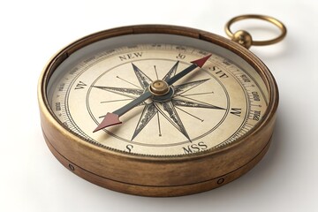 old compass on white background