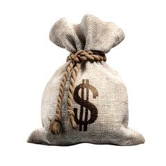 Secure your financial future with this abundant burlap money bag featuring a prominent dollar symbol