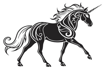unicorn sihouette black vector