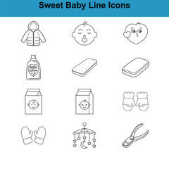 Baby Care Vector Set vector on white background 
