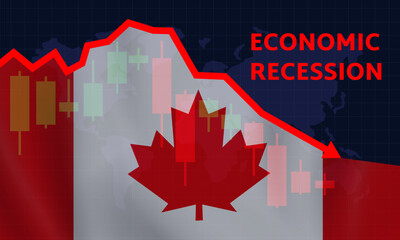 canada economic recession graph down financial  crisis concept vector illuistration 