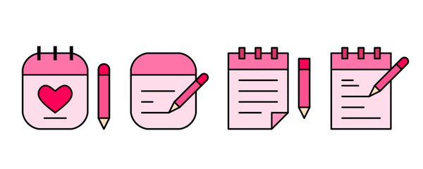 pink notes icon sheet vector simple illustration