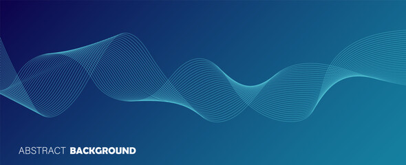 Abstract glowing wave lines on dark blue background. Dynamic wave pattern. Modern flowing wavy lines. Futuristic technology concept. eps10