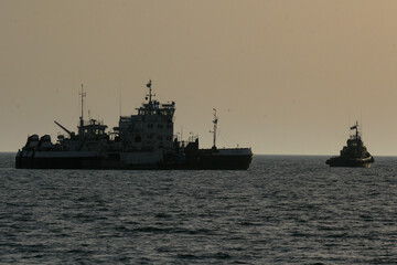 Aktau International Sea Trade Port in Aktau, Kazakhstan. 