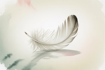 Obraz premium Delicate feather on soft background white grey