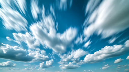 A sky filled with clouds moving fast due to winds