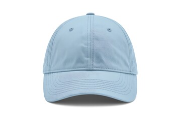 Light blue washed denim baseball cap with distressed details