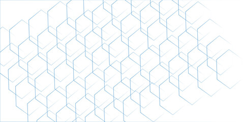 Abstract hexagonal futuristic geometric backdrop White background and embossed hexagon , honeycomb sky blue cube hexagon concept design.Modern style of hipster isolated. Monochrome concept. diamond.