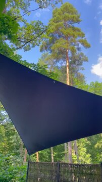 Triangular Fabric Black Sun Canopy