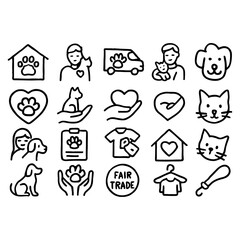 Hand-drawn vector icons: a set of doodle illustrations of people, love, and business symbols