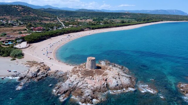 Aerial View Sardinia Bari Sardo Beach