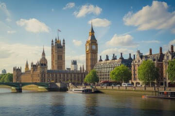 Naklejka premium Iconic London architecture along the Thames England