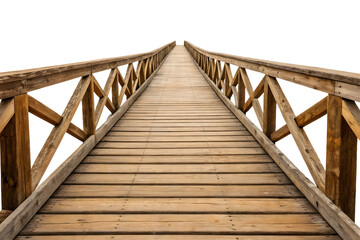 Wooden bridge isolated on white or transparent background