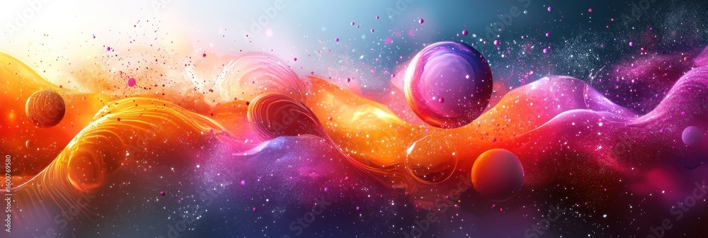 Poster Abstract Neon Color Gradient Blurred Background with Dynamic Effect. Abstract Modern Dynamic Colors Gradient Background. Grainy Texture Background Style with Copy space.