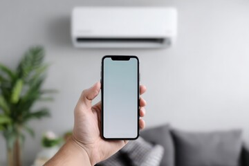 Man controls Air Conditioner With Smartphone App