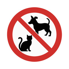no pet allowed sign with dog and cat symbol in vector sticker design