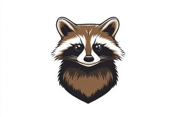 Fototapeta premium A charming and detailed illustration of a raccoon face, featuring large expressive eyes and a fluffy appearance. Perfect for nature lovers and animal-themed projects.