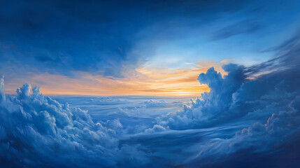  Panoramic view of a cerulean sky at the break of dawn 