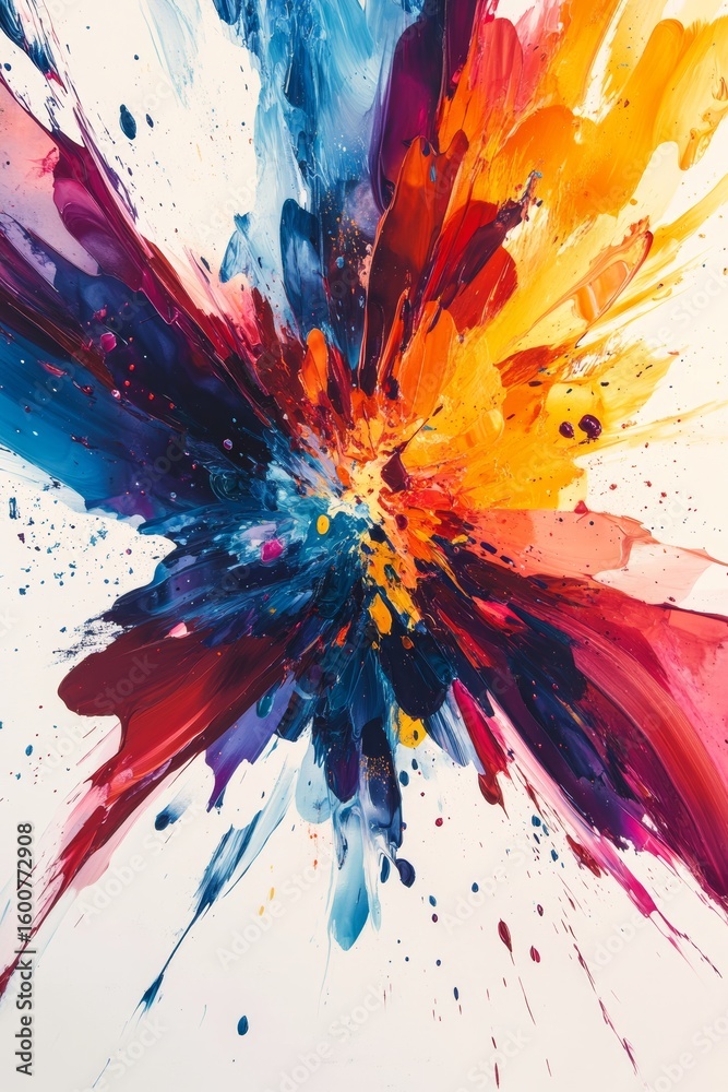 Canvas Prints a colorful explosion of paint splatters on a white background