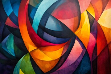 Fototapeta premium A colorful abstract painting with a lot of different colors and shapes