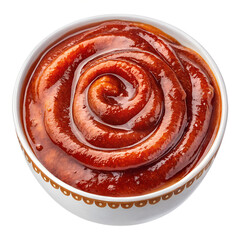 Bowl of Delicious Barbecue Sauce Swirl on Transparent Background