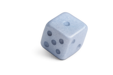 Shiny pastel blue dice with sparkles and transparent background