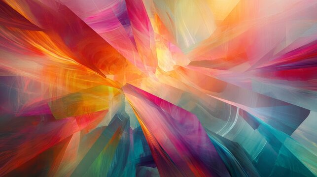 Colorful abstract painting with a lot of different colors and shapes