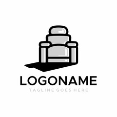 monochrome shadow sofa chair vector logo