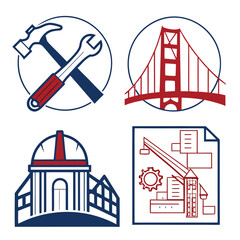 Vector set of architectural building and house icons for city and industrial design