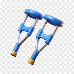 3D Crutches PNG | Medical Support Equipment, Injury Recovery Aid Icon