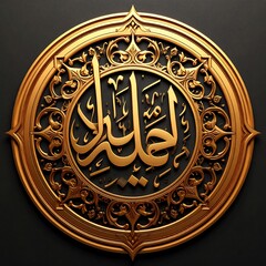 Ornate gold circle with Islamic calligraphy