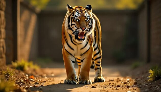 Bangle tiger crying with a deep moan