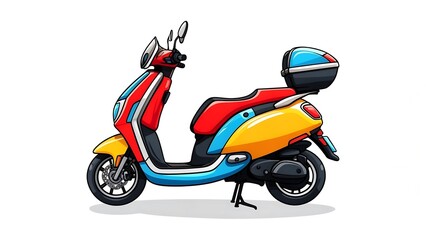 Colorful Cartoon Scooter Illustration on White Background