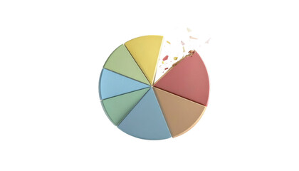 Fototapeta premium Colorful Pie Chart Diagram on Transparent Background for Statistical Data Analysis