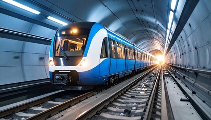 Naklejka premium Modern train inside a tunnel