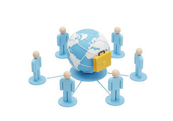 3D global network of people isolated on transparent background