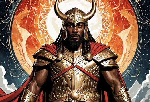 illustration modernism Heimdall in Asgard