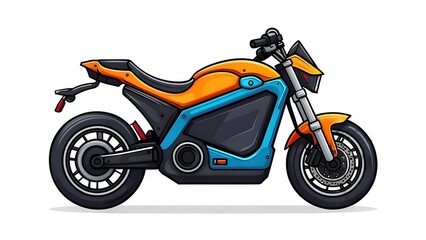 Fototapeta premium Stylish Orange and Blue Electric Motorcycle Illustration