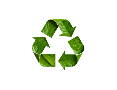 Eco Friendly Recycling Symbol Composed Of Lush Green Leaves On Transparent Backdrop - Powered by Adobe