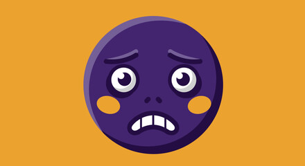 Fototapeta premium Cartoon Purple Face Expressing Sadness and Worry.