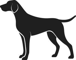 Vizsla dog silhouette with sleek build, pointed tail, and athletic stance for iconic hunting breed