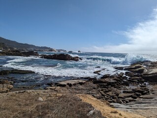 The shore line of the on the Pacific coast in Califorina, Los Lobos State Park, offers beauty and great textures. 